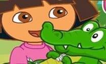 Dora cuidando do bebê crocodilo